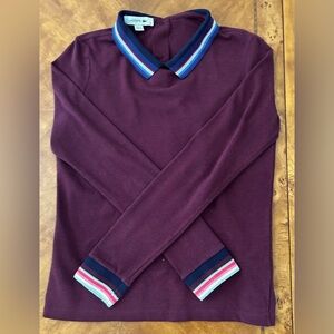 Woman's  Lacoste Red Burgundy Long Sleeve Polo Shirt. Size 38